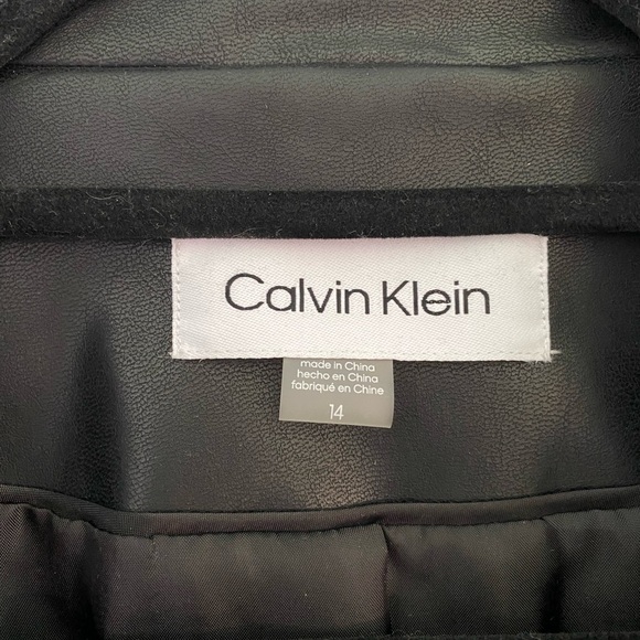 Calvin Klein | Faux-Leather Open-Front Blazer - Picture 6 of 6